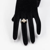 Vintage-Ring aus 14-karätigem Gelbgold mit zentralem Marquise-Diamant (0,40 ct) und Diamantkontur, 70er Jahre
