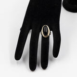Anello da cocktail vintage in oro giallo 8K con onice, anni '70