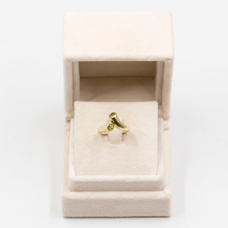 Anello vintage in oro giallo 14k con peridoti, anni '70