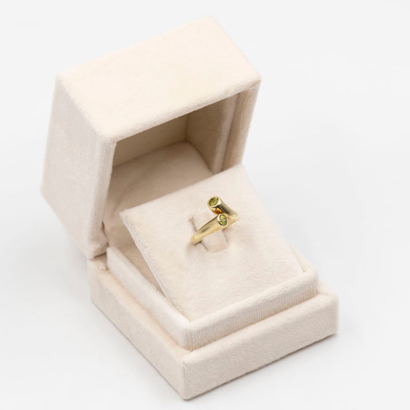 Anello vintage in oro giallo 14k con peridoti, anni '70