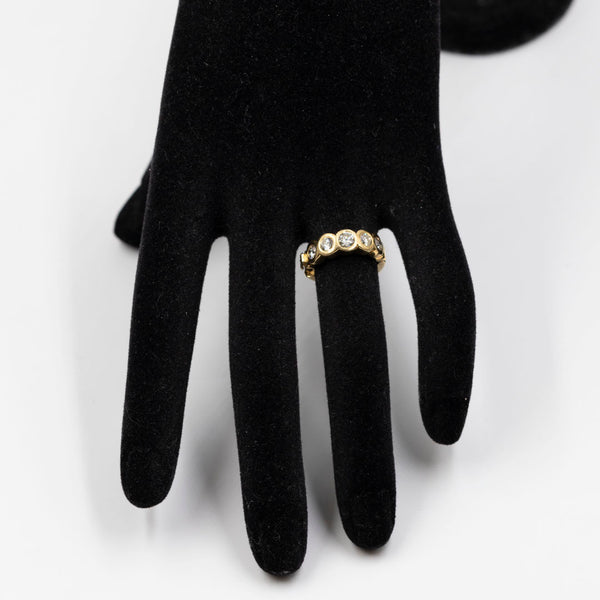 Anello vintage a riviera in oro giallo 18k con diamanti (1ctw), anni '80