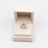 Антикварное кольцо из белого золота 8 карат и серебра с сапфиром старой огранки и бриллиантами (0,45 карата), 30-е годы
