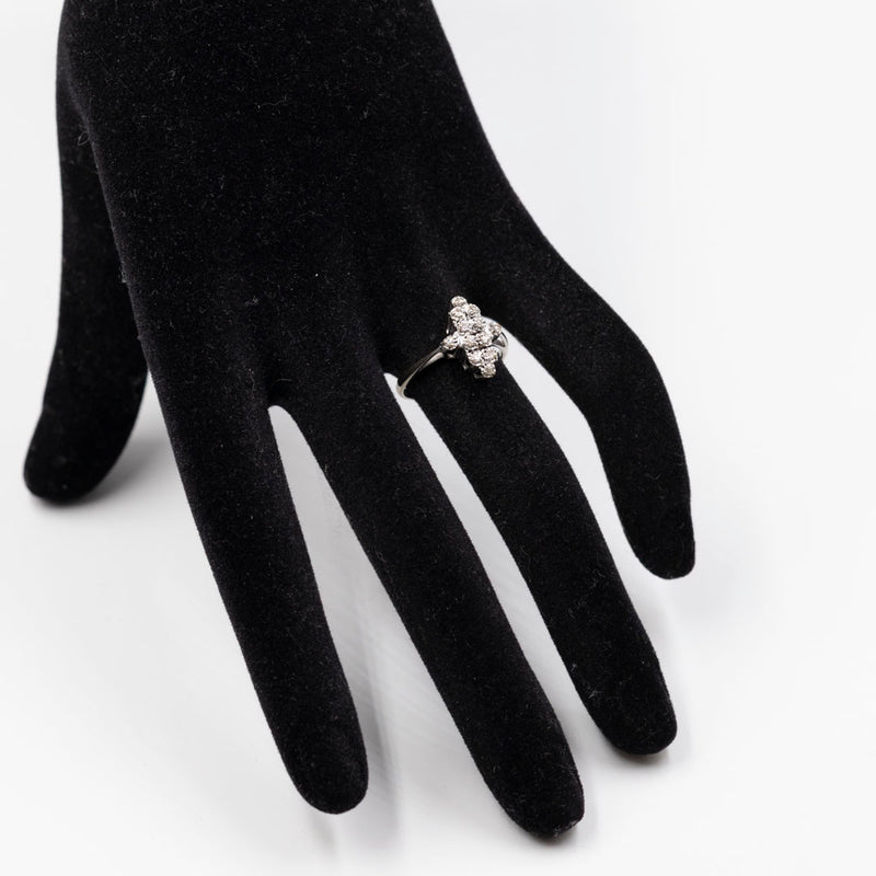 Anello vintage in oro bianco 14K con diamanti (0.12ctw ca.), anni '70