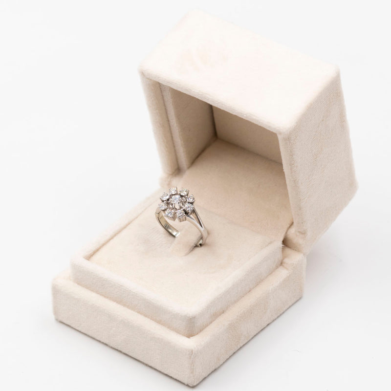 Anello vintage in oro bianco 14k con diamanti (1,10ctw), anni '70
