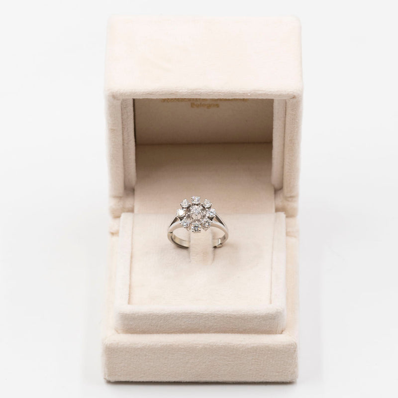 Anello vintage in oro bianco 14k con diamanti (1,10ctw), anni '70