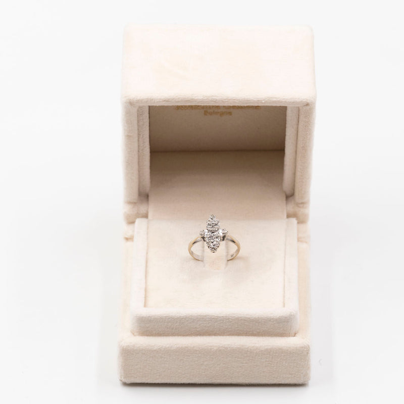 Anello vintage in oro bianco 14K con diamanti (0.12ctw ca.), anni '70