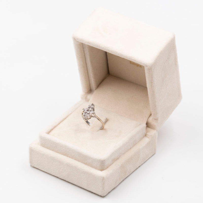Anello vintage in oro bianco 14K con diamanti (0.12ctw ca.), anni '70
