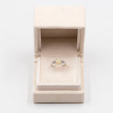 Anello in oro bianco 9k con opale e diamanti