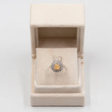 Anello vintage in platino 900 con opale di 1,97ct e diamanti per un totale di 1,08ct
