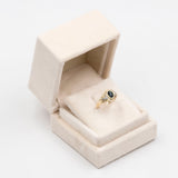 Anello vintage in oro giallo 14k con zaffiro (0,75ct) e diamanti (0,15ctw), anni '70