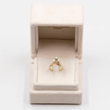 Vintage-Ring aus 14-karätigem Gelbgold mit Opal und Diamant, 70er Jahre
