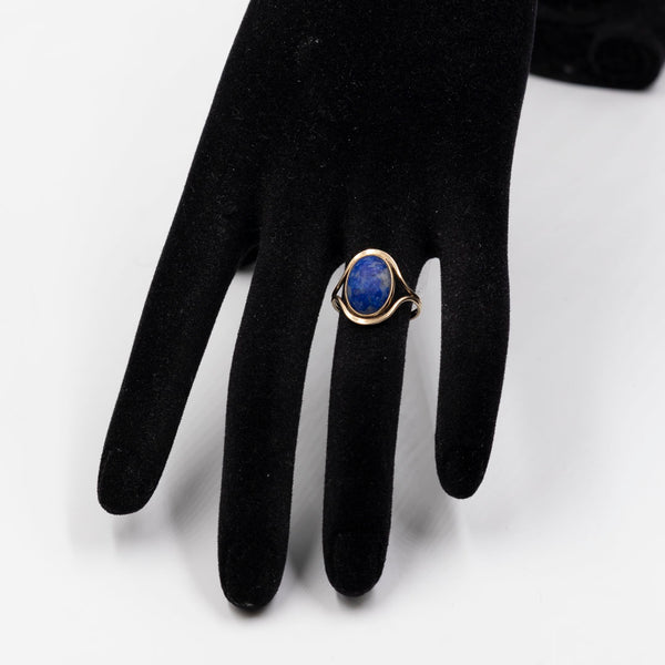 Anello vintage in oro giallo 8k con laspislazzulo