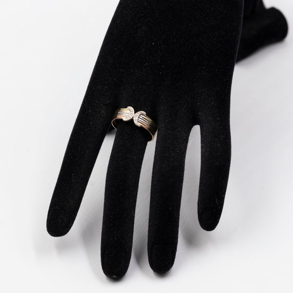 Anello vintage in oro giallo,rosa e bianco 14k con diamanti