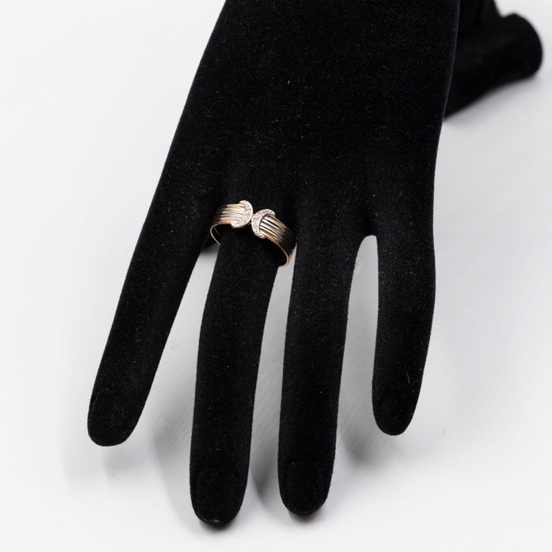 Anello vintage in oro giallo,rosa e bianco 14k con diamanti