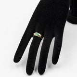 Anello vintage in oro giallo 14k con smeraldo cabochon (1ct) e diamanti