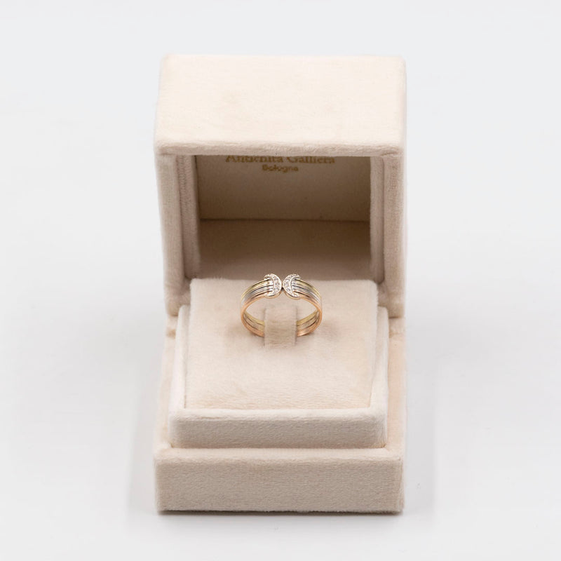 Anello vintage in oro giallo,rosa e bianco 14k con diamanti