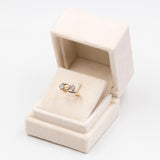 Anello antico trilogy in oro giallo 18k con perla e diamanti (0,70ctw), primi del '900