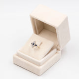 Anello vintage in oro giallo e argento con zaffiri (0,30ctw) e diamanti (0,16ctw)
