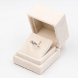 Anello vintage in oro bianco 14k con diamante, anni '60