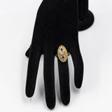 Anello vintage in oro giallo 18k con zaffiri (0,30ctw) e diamante (0,30ct), anni '50