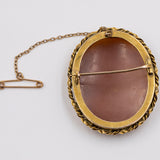 Vintage 14K Gelbgold Muschel-Cameo-Brosche Aphrodite und Selene, 50er Jahre