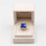 Anello vintage in oro giallo 18K con lapislazzulo, anni '70