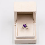 Vintage-Ring aus 14-karätigem Weißgold mit Amethyst (1.80 ct) und Diamanten (0 ctw). 08er Jahre