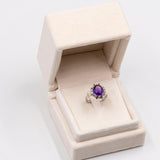 Vintage-Ring aus 14-karätigem Weißgold mit Amethyst (1.80 ct) und Diamanten (0 ctw). 08er Jahre