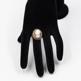 Anello vintage in oro giallo 9k con cammeo su conchiglia, anni '60