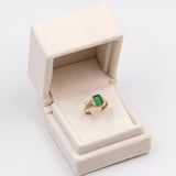 Vintage-Ring aus 8-karätigem Gelbgold mit grüner Glaspaste, 60er/70er Jahre