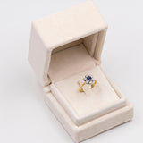 Vintage-Gänseblümchen-Ring aus 14-karätigem zweifarbigem Gold mit Saphir (0.50 ct) und Diamanten (0.65 ctw), 70er Jahre