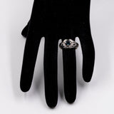 Vintage-Ring aus 14-karätigem Weißgold mit Saphir (0,70 ct) und Diamanten (0,10 ctw), 60er Jahre