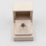 Anello vintage a ballerina in platino 900 con zaffiro stellato (4,59ct) e diamanti (0,85ctw)