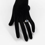 Anello vintage in platino 900 con zaffiro (1,13ct) e diamanti (0,61ctw)