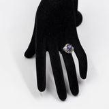 Anello vintage a ballerina in platino 900 con zaffiro stellato (4,59ct) e diamanti (0,85ctw)