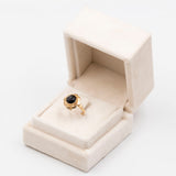 Anello vintage in oro giallo 14k con granato, anni '50