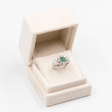 Anello vintage in oro bianco 14k con smeraldo (0,40ct) e diamanti (1,40ctw), anni '60