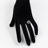 Anello vintage in oro bianco 14k con diamanti (0,84ctw) e zaffiri (0,32ct), anni '70