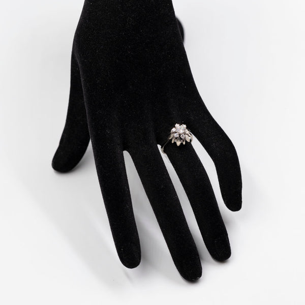 Anello vintage in oro bianco 14k con diamanti taglio brillante (0,60ctw), anni '60