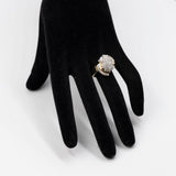 Bague vintage en or jaune 14 carats avec diamants taille brillant et effilés (environ 1.24 ct au total), années 70