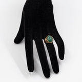 Anello vintage in oro giallo 14k e giadeite, anni '70