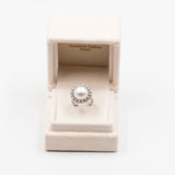 Винтажное кольцо из белого золота 14 карат с жемчугом Мабе и бриллиантами (1 карат), 60-е годы