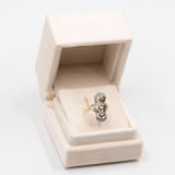 Anello vintage in stile antico in oro giallo 18K e argento con diamanti di taglio rosa