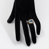 Anello vintage in oro giallo 8K con acquamarina (5ct ca.), anni '70