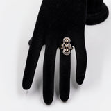 Anello vintage in stile antico in oro giallo 18K e argento con diamanti di taglio rosa