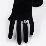Anello vintage in platino 900 con zaffiro rosa a goccia (1,03ct)  e diamanti (0,70ctw)
