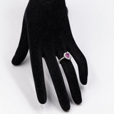 Anello vintage in platino 900 con zaffiro rosa a goccia (1,03ct)  e diamanti (0,70ctw)