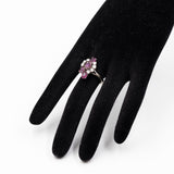 Anillo vintage de oro blanco de 18 k con rubíes y diamantes (0,50 cts), década de 70