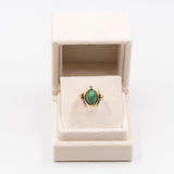 Bague vintage en or jaune 8 carats avec malachite, années 60