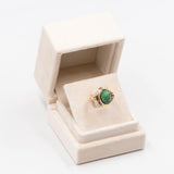 Bague vintage en or jaune 8 carats avec malachite, années 60